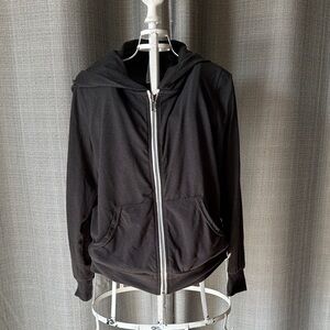 Kids Black Hooded Zip Jacket - Lightweight Everyday Layer